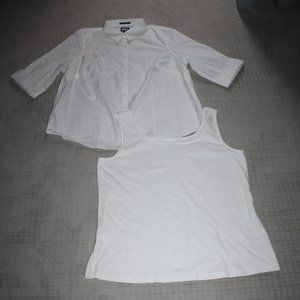 Bundle NWT Plus Land's End Bright White Blouse and Square Neck Tank 2X/20W